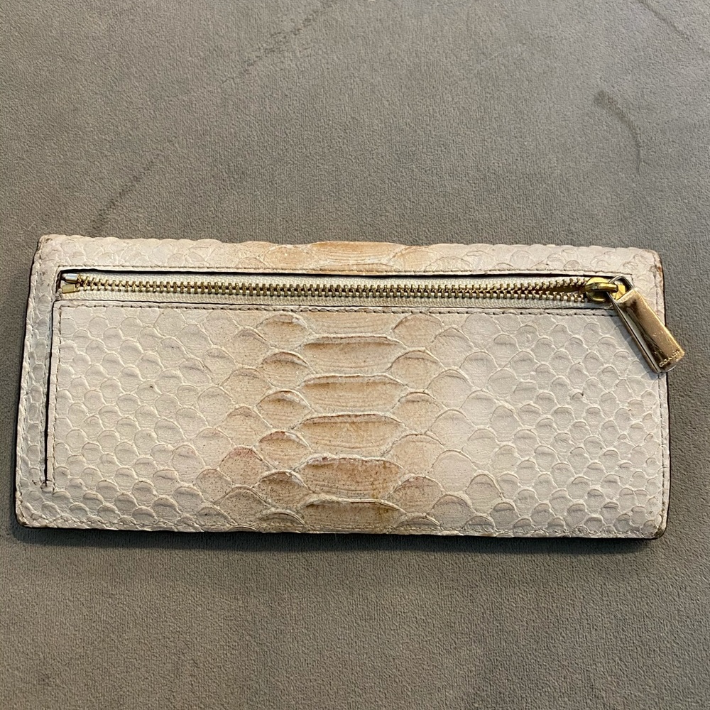 Coach Cream Snake Embossed Leather Wallet Envelope Flap - Picture 2 of 3